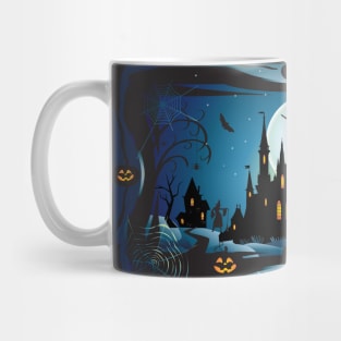 Dark Haunted House Halloween Party Festival Modern abstract design, pumpkin, magic night sky and more / Holiday Mug